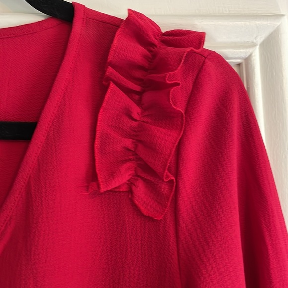 Red Ruffle Blouse - Picture 2 of 4